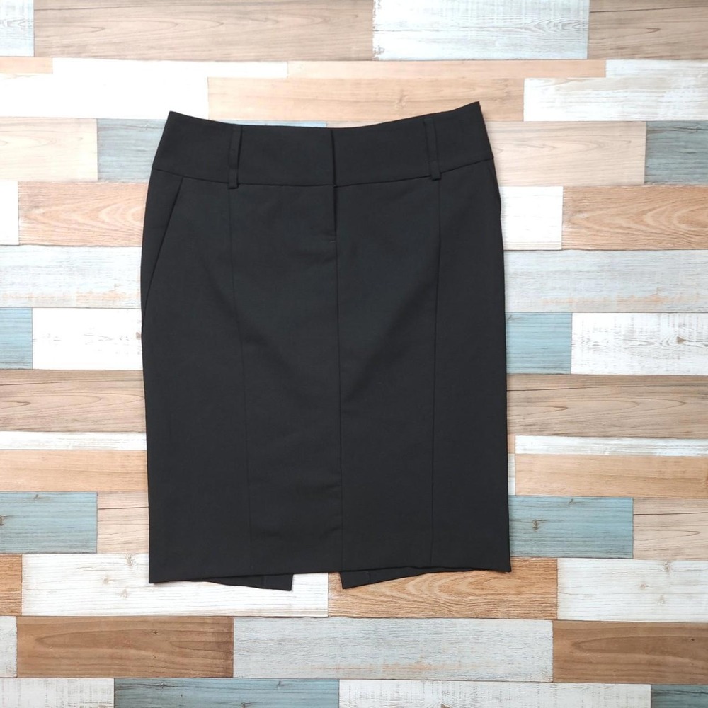 Express Design Studio Black Pencil Skirt Leopard Print Vent Detail Size 2